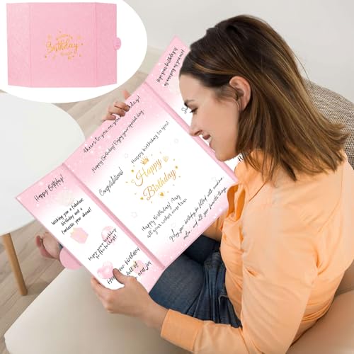 Image of Birthday Decorations for Girls Women Pink Happy Birthday Guest Book to Sign in Birthday Alternative Signature Guestbook Gifts Keepsake Creative Birthday Memory Book Sign Card Board Party Decor