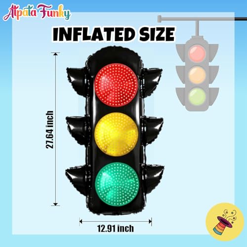 Image of Atpata Funky Traffic Light Foil Balloon 80x60 cm - Red Yellow Green Signal Decoration for Car Theme Birthday, Traffic Party, Road Safety Event, Race Car Party