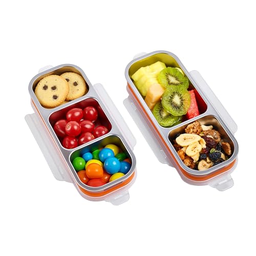 Etvski Stainless Steel Snackle Box Container Orange 2 Pack