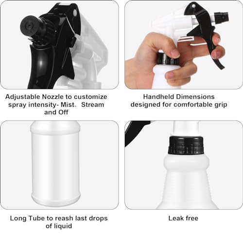 Eccliy 12 Pcs 16 Oz Plastic Spray Bottle, Empty and Reusable for Cleaning, Water, Auto Details or Bathroom and Kitchen, Commercial and Residential(Red, Black) - Thumbnail 3