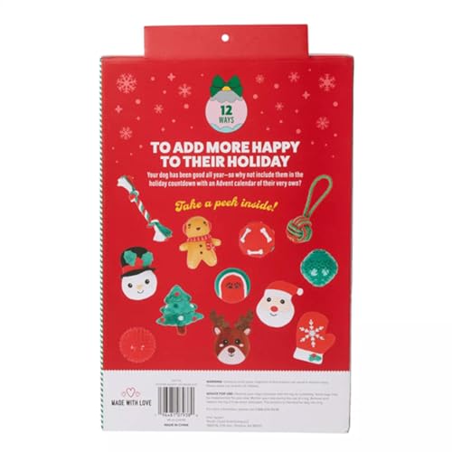 GkgWuxf Hunde Adventskalender 2024, 2024 Weihnachts-Countdown-Hundespielzeug, Adventskalender für Hunde mit 12 Hundespielzeug Weihnachten, Interaktiver Hundespielzeug-Adventskalender