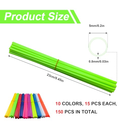 Image of 150 PCS Spoke Skins Spoke Covers 10 Colors Bicycle Spoke Covers Plastic Bike Wheels Cover Decoration Protector Rim Wraps Protector for Dirt Bike Motocross Motorcycle Bicycle Wheelchair Accessories