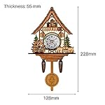Gazaar Cuckoo Clock Antique Wooden Cuckoo Birdhouse Wall Clock Home Decor Hanging Cuckoo Clock Auto Swing Pendulum Home Decor, Antique Wooden Pendulum Quartz Wall Clock (CM005) - Image 4