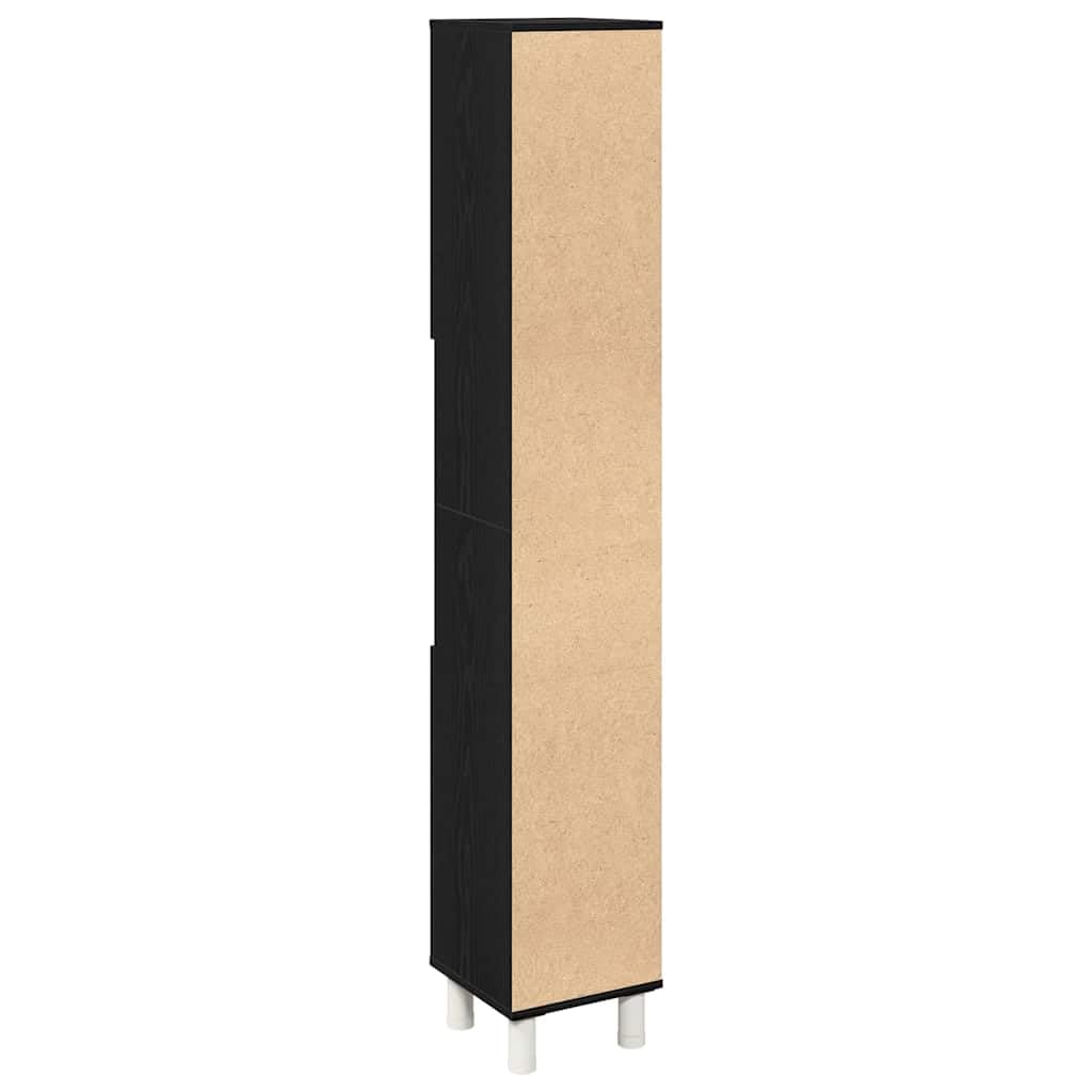 vidaXL Gabinete de Baño con Estante Roble Negro 30 x 30 x 179 cm, Almacenamiento para baño, Armario Compacto, diseño Moderno, estantería Duradera, Organizador Funcional