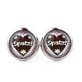 SCHMUCKZUCKER Damen Ohrstecker Motiv Spatzl Lebkuchen Herz Edelstahl Ohrringe Silber Braun Rosa Rot Gepunktet 14mm 12mm