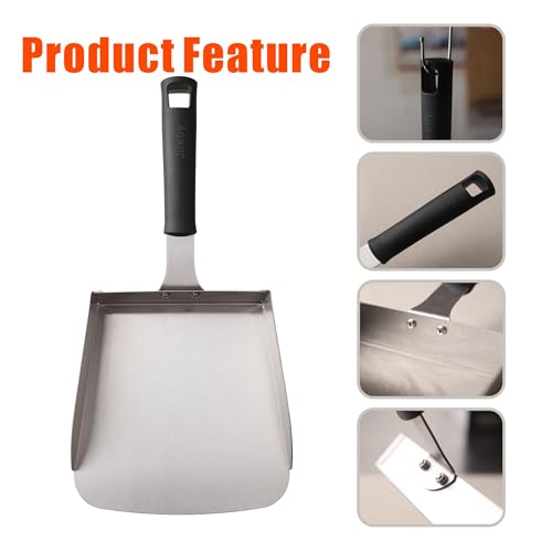 Griddle Food Mover - griddle scoop for Blackstone, Smash Burger Food Shovel, Grill Spatula, Large Food Scoop, Hibachi Tools, Stir Fry on Flat Top Grill or BBQ, Stainless Steel Scraper Tool by Jirktiy - Image 4