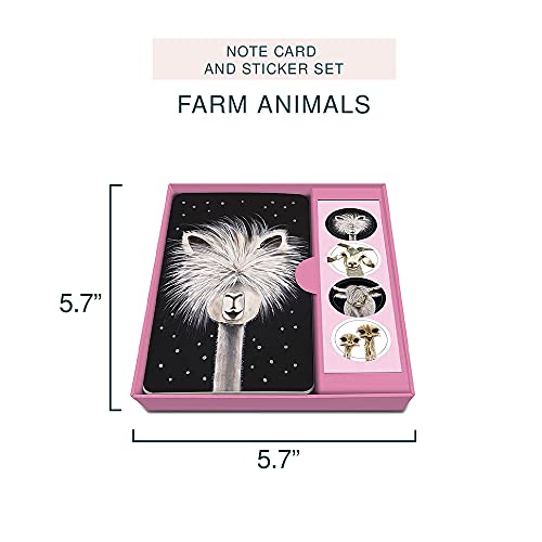 Image of Note Card & Sticker Set by Studio Oh! - Rachel Brown Farm Animals - Set of 12 - 3.5 inch x 5.25 inch Blank Cards with Envelopes and Stickers - Includes 3 Cards Each of 4 Designs (NCS27)