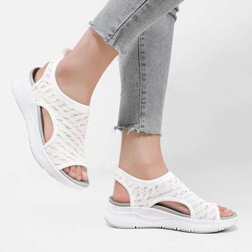 GoodValue Womens Comfortable Orthopedic Sandals Arch Support Ladies Walking Sport Athletic Sandals Open Toe Slip On Plantar Fasciitis Platform Dress Sandal 2 Inches Heel by GoodValue - Used condition - Image 2