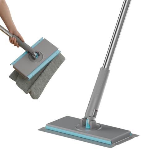 Image of Lifelong 180 Rotating Flat Floor Mop with 2 Microfibre Cloth Refills Included | Replaceable & Washable Microfiber Pads | Stainless Steel Handle |Easy Cleaning Mop for Tile, Marble, Hardwood