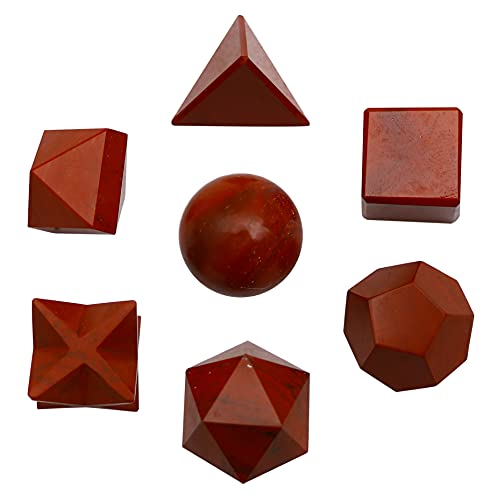 Crocon Red Jasper 7 Pcs Crystals Geometry Set Platonic Solids Stone Rocks