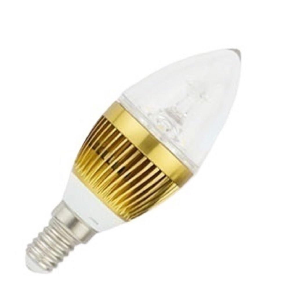 KJXP, Confezione da 10 lampade a candela a LED AC 85-265 V E14 3/5 W Lampadine in cristallo(Warm White,3W C35L Gold)