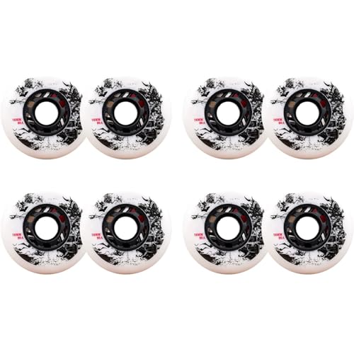 Roues en ligne 72mm blanches 90A en pack de 8 pour le hockey en plein air