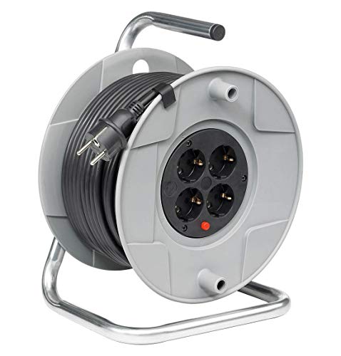 Carrete alargador de cable enrollable BAT AK260/40VV con enchufe multiple y seguridad