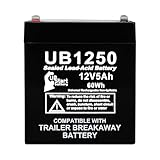UB1250 Trailer Brake Battery - 12V 5Ah Trailer Breakaway Battery for Travel Trailers, Electric RV Emergency Brakes, Small Utility Break Away Kit System, Towing Solutions 20008-12 Volt Rechargeable