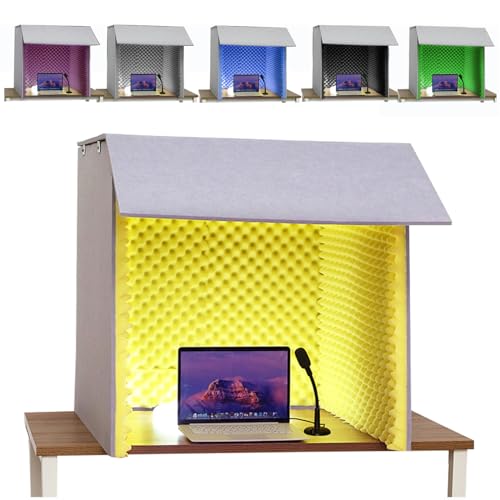 防音ボックス 防音室 簡易防音個室 1人用、卓上パーテーション 防音ブース、折り畳み 仕切り 組み立て式 卓上吸音ボックス、家庭用ポータブルレ録音室、防音パネル、吸音ボード、防音 録音スペース 防音カーテン 簡易防音ルーム (Color : 黄色, Siz