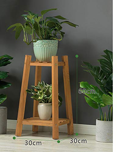 Image of Beauty Panda Teak Wood Multipurpose Plant /Pot Stand | Living Room Side /Flower Pot Stand | Vase Stand | Indoor Outdoor Planter Display Shelving (ST8S, Natural Wood)