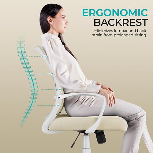 Chaise Bureau Ergonomique Maille 136 kg Beige Yaheetech
