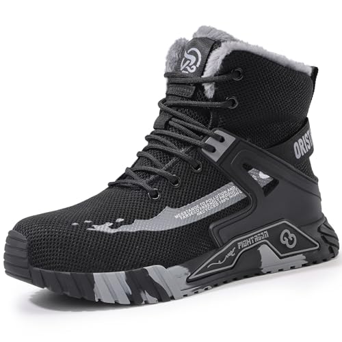 Image of ORISTACO Work Safety Crew Boots Lightweight Breathable Industry Construction Steel Toe Sneakers, 0297 Grey 41