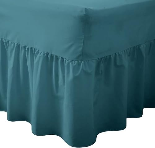 Percale Extra Deep Fitted Valance Sheet Plain Dyed Pollycotton Valance Fitted Sheet (Teal, Single)