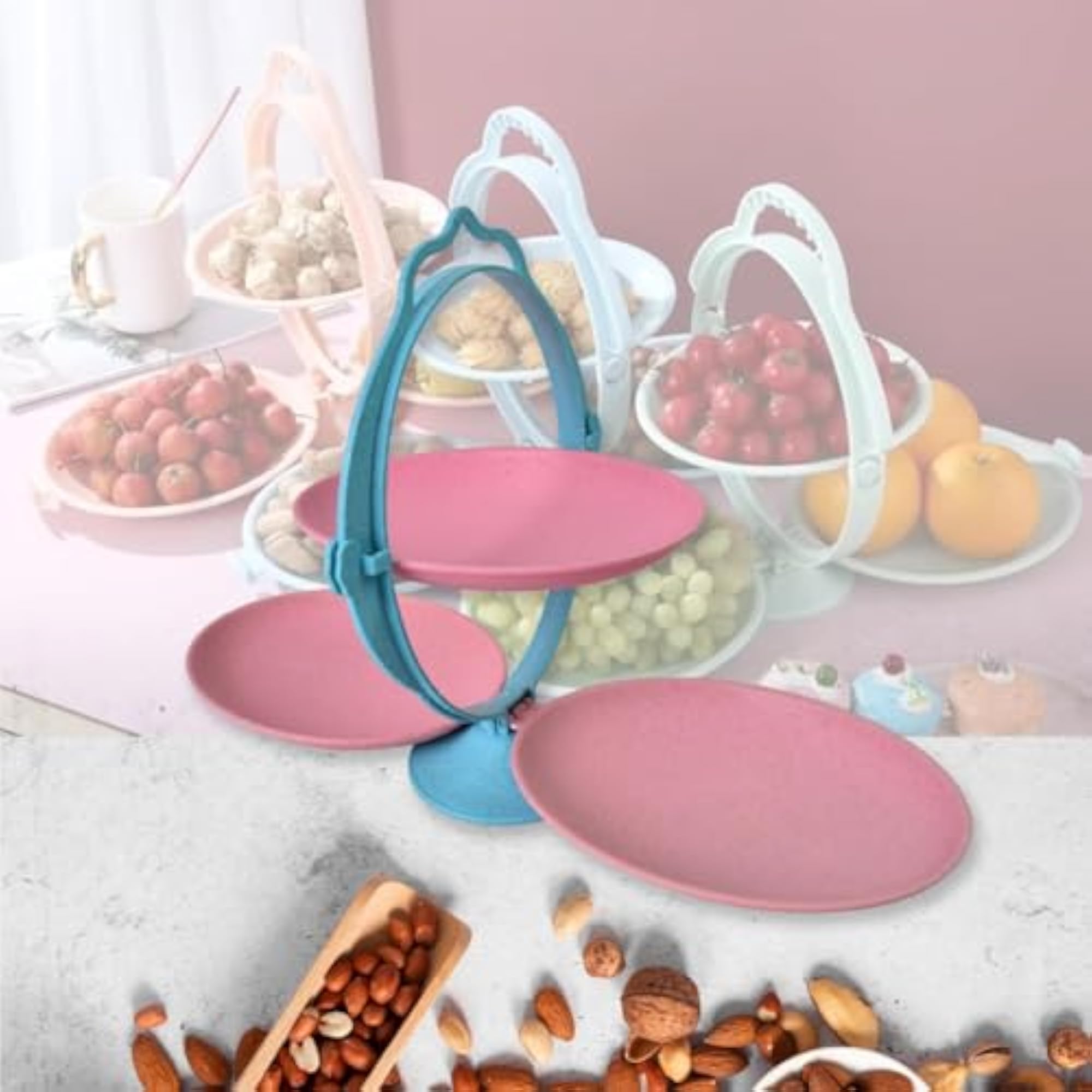 Foldable Mirror Shape Fruit Plate & Candy Dish, Elegant Home Decor