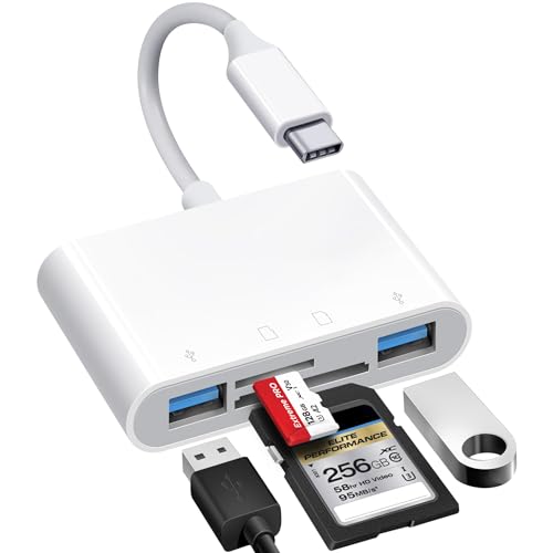 USB C SD Card Reader for Mac/MacBook/iPad/iPhone 15 Pro WNXSLOAD SD Card Adapter with Dual Card Slots & USB Ports