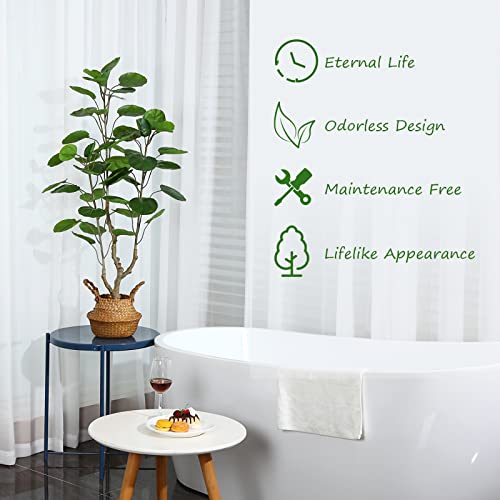 Kazeila Artificial Aralia Balfour Tree,Fake Greenery Plant,Come With Woven Seagrass Belly Basket,Indoor Outdoor Modern Decoration,3.4 Feet #TOP3