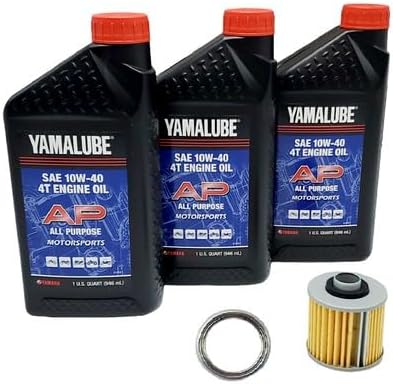 Yamaha Yamalube V-STAR 650 (2006-2016) All Purpose Oil (3 Quarts) and Filter Change Kit, #4X7-13440-90-00 and #LUB-10W40-AP-12