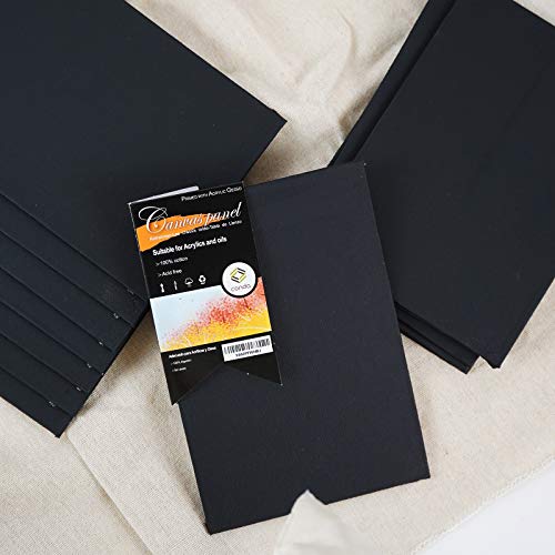 Conda Black Canvas Panels 5X7 Inch, Pack Of 14, 100% Cotton Acid-Free, 8 Oz Gesso-Primed, Art Boards For Oil & Acrylic Painting #TOP5