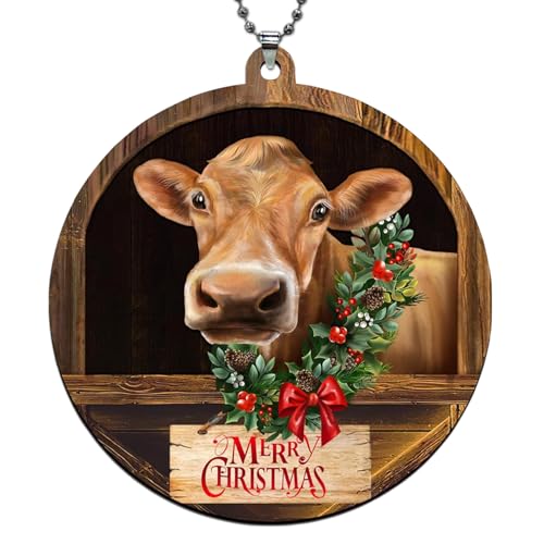 Cow Christmas Ornaments 2026, Brown Cow Ornaments for Christmas Tree, Farmhouse Christmas Ornaments, Farm Animal Christmas Ornaments, Jersey C ow Ornament