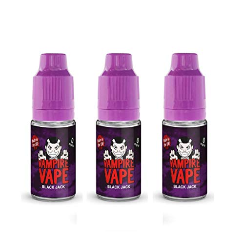 Vampire Vape Vape Juice E Liquid 10ml 0mg, Chose Your Flavour - No Nicotine (Black Jack, 3 Pack)