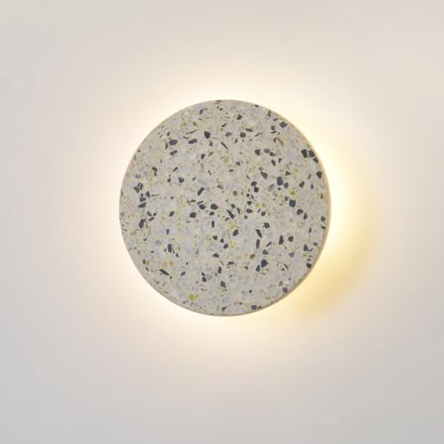 Image of Round Wall Sconce Light,Modern Warm Light for Living Room,Led White Cement Wall Lamp Hardwired,Minimalist Flat Wall Mount Light ,Indoor Sconces Lighting for Bedroom,Hallway,Hotel,8w 3000k Wall Decor