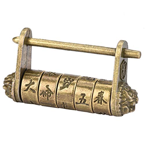 Omabeta Cadeado vintage vintage com combinação de cadeado 2 0,5 2,8 cm estilo retrô chinês sólido pr