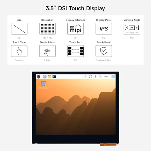 Image of KLAYERS 3.5 Inch DSI Capacitive Touch Screen,640x480 IPS with 5-Point Touch,Compatible with Raspberry PI 5 /4B /Zero and All Series Boards