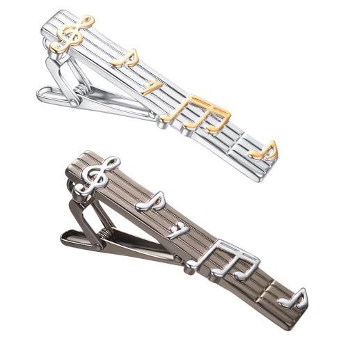 RunootPR Music Tie Clips for Men Unique Gun-black Silver Tie Clip Fun Tie Bar Clip Wedding Party Jewelry