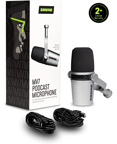 Image of (Refurbished) Shure MV7 USB Podcast Microphone for Podcasting, Recording, Live Streaming & Gaming, Built-In Headphone Output, All Metal USB /XLR Dynamic Mic
