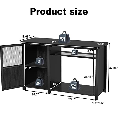 Gdlf 55-75 Gallon Fish Tank Stand Heavy Duty Metal Aquarium Stand With Cabinet For Fish Tank Accessories Storage,52" L*19.68" W,850Lbs Capacity #TOP5