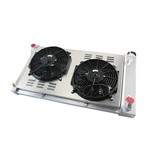Primecooling 3 Row Core Aluminum Radiator +2X12\" Fans w/Shroud for 1967-72 GMC Chevrolet Blazer, C/K Series Pickup Truck C10 C20 C30