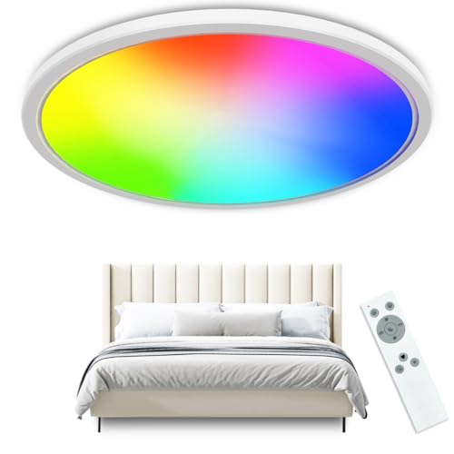 24W LED Deckenleuchte mit Fernbedienung, 29.5cm RGB Farbwechsel Deckenlampe...