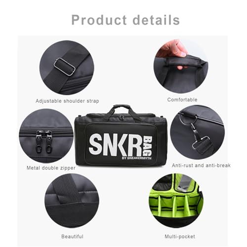 Sneaker Storage Bag Travel Duffel Bag with Shoe Compartment Waterproof Basketball Soccer Training Bag Multi-Function Sports Duffel Bags for Men and Women Travel Sports Fitness-Black 5