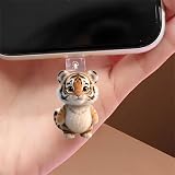 Adorable Baby Tiger Dust Plug Acrylic Charms for electronic products,Type-C Charging Port Dust Plugs Pendant Compatible with E-Reader Phone Tablet, Gift for Christmas, Birthday, Anniversary Day