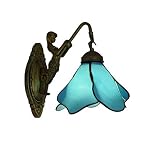 SkyTalent Tiffany Wall Sconce Lamp, 8 Inches Glass Mirror Front Light Fixture Bedroom Beside Wall Li