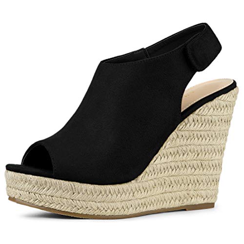 Sandales compensées femmes noir 37.5 EU alliant hauteur et confort pour marcher sans douleur