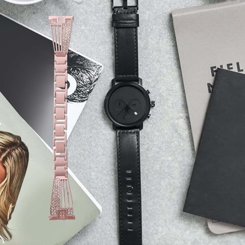 Correa de reloj de diamantes pulsera ajustable festoneada para esferas de mujer 5