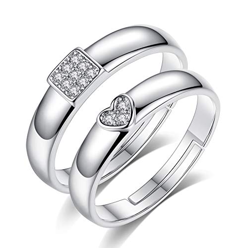 Exquisito par de Anillos de Color Plateado for Mujeres y Hombres, Pareja Ajustable, Compromiso, Regalo de Boda, Accesorios de joyería (Color : 30)