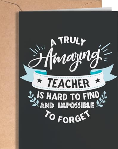 Thank you card for Teacher | Awesome appreciation card for men or women for any occasion: Birthday, Retirement, Goodbye, End of Year or just because. Cute present idea from students or parents.