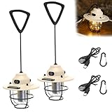 SEKIDAR キャンプランタン 充電式 2個入り LEDランタン 高輝度 防水防塵 IPX4 無段階調光 4色モード（暖色/白色/呼吸灯） 超軽量140g USB-C充電 防災 アウトドア 登山 テント 非常用ライト ホワイト