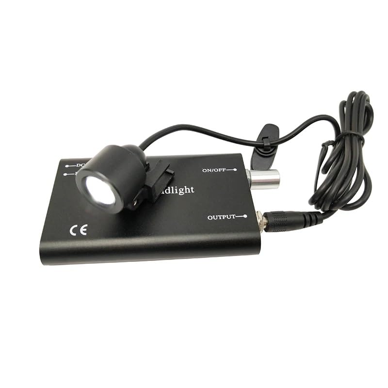 Insert Type Headlight for Dental Loupes Portable LED Headlamp for Magnifiers Rechargeable Battery (Black)