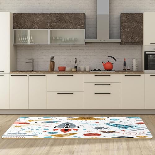 Alfombrilla de cocina lavable antideslizante pack de 2 tapetes absorbentes con estrellas 6
