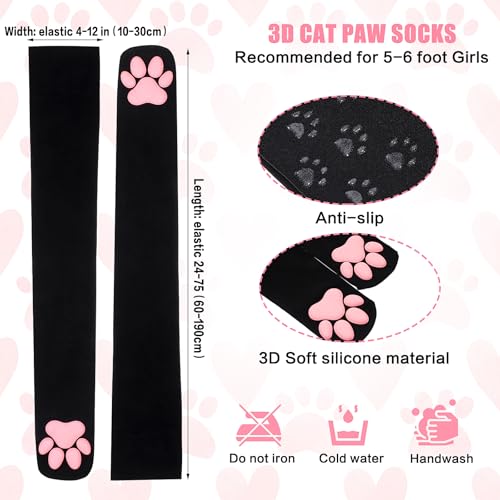 Lusofie Cat Paw Oberschenkelhohe Socken Overknees Kawaii 3D Katzen Socken Cosplay Strümpfe Damen Niedliches Katzenpfoten Pad Socken Kostüm Cat Overknees Geeignet für Damen und Mädchen zum Rollenspiel