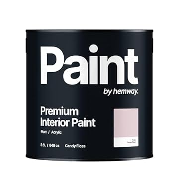 Hemway - Premium Interior Paint - Candy Floss Pink 2.5 L | Indoor Matt Finish, Acrylic & Water-Based Emulsion | Quick Dry & High Coverage for the Kitchen, Bathroom & Bedroom
